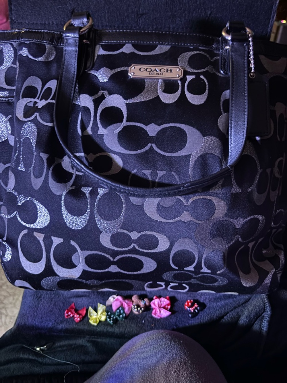 COACH Black Signature Jacquard Tote Bag mint condition